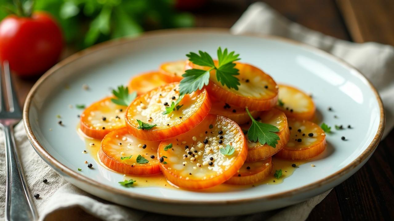 Gebratener Rettich mit Sesamölsauce