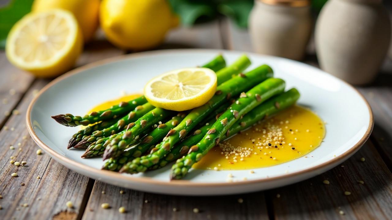 Gebratener Spargel mit Sesam und Zitrone