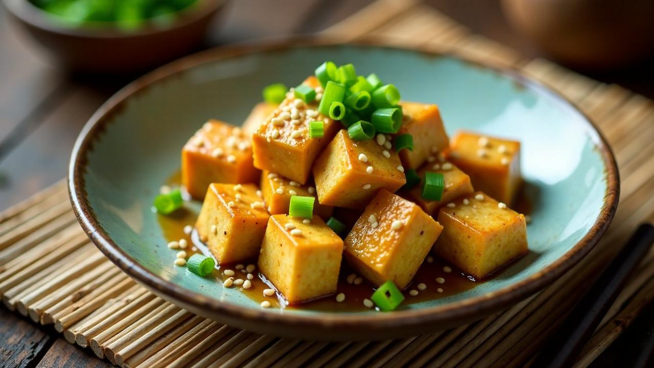 Gebratener Tofu mit Frühlingszwiebeln