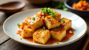 Gebratener Tofu mit Kimchi