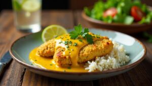 Geflügelschnitzel mit Currysoße