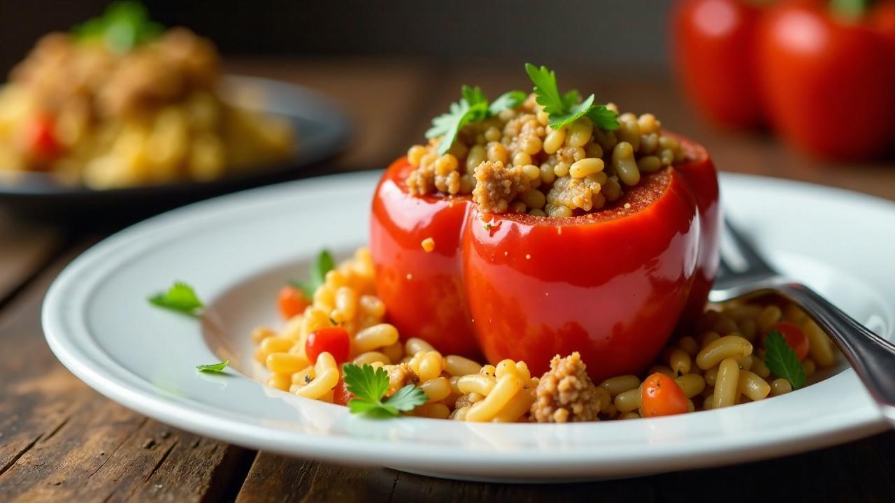 Gefüllte Paprika mit Reis und Hackfleisch