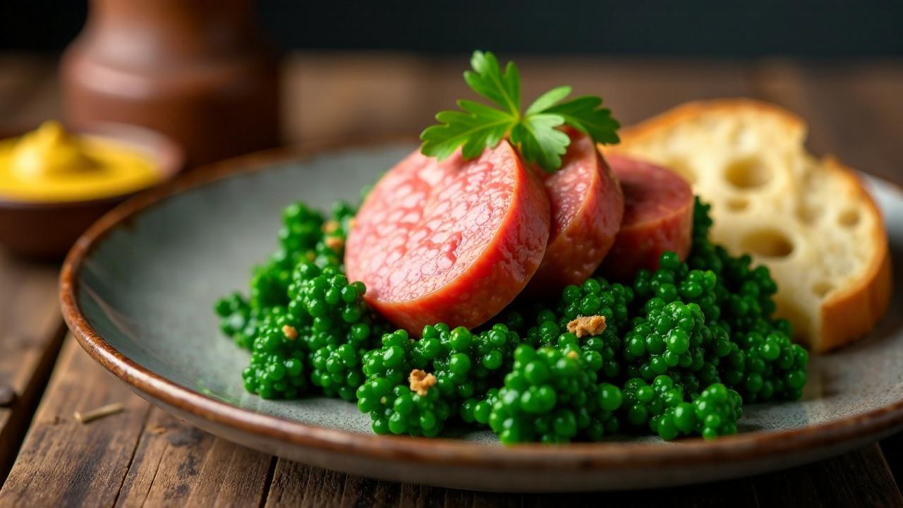 Gefüllte Pinkelwurst mit Grünkohl