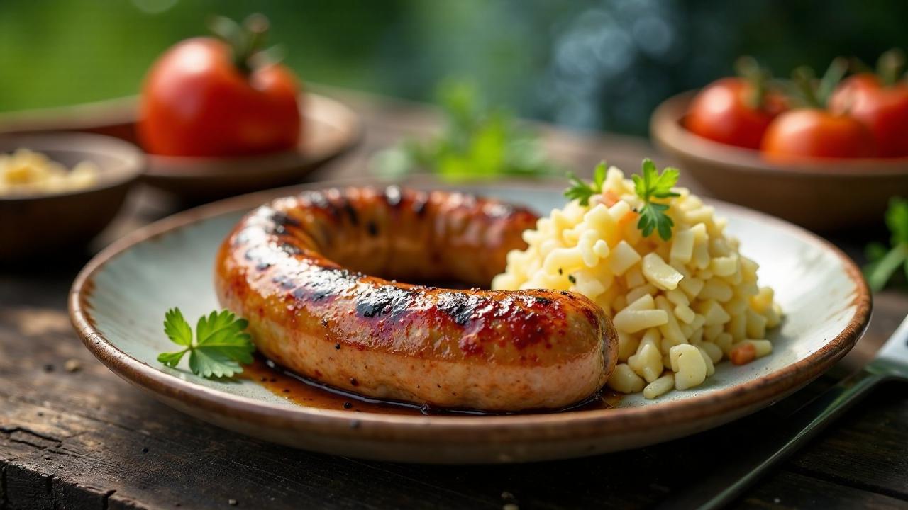 Gegrillte Bratwurst auf Kraut