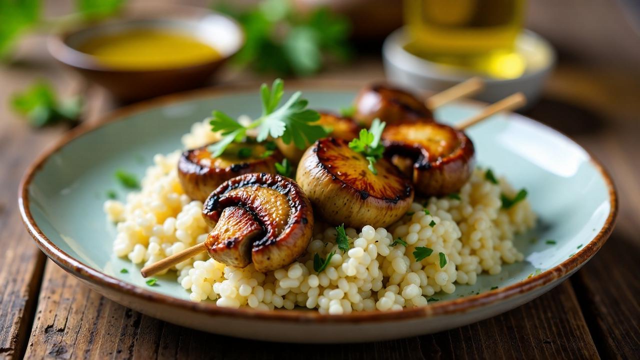 Gegrillte Pilze mit Wildreis