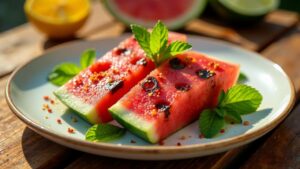 Gegrillte Wassermelone mit Chilisalz