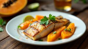 Gegrillter Fisch mit Papaya-Marinade