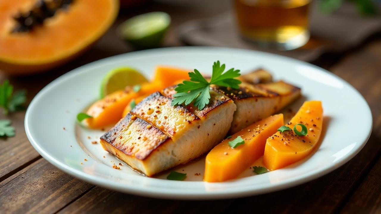 Gegrillter Fisch mit Papaya-Marinade