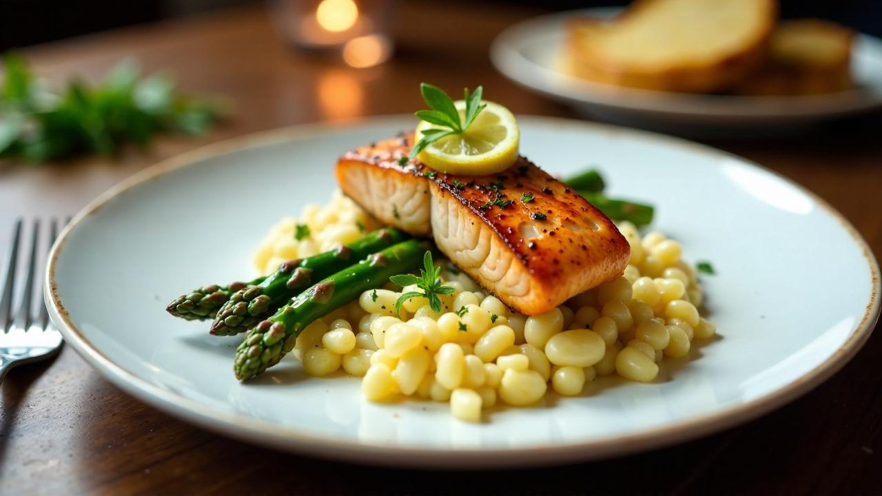 Gegrillter Lachs auf Spargelrisotto