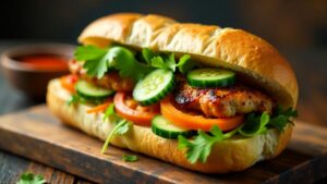 Gegrilltes Banh-Mi-Baguette mit Schweinefleisch