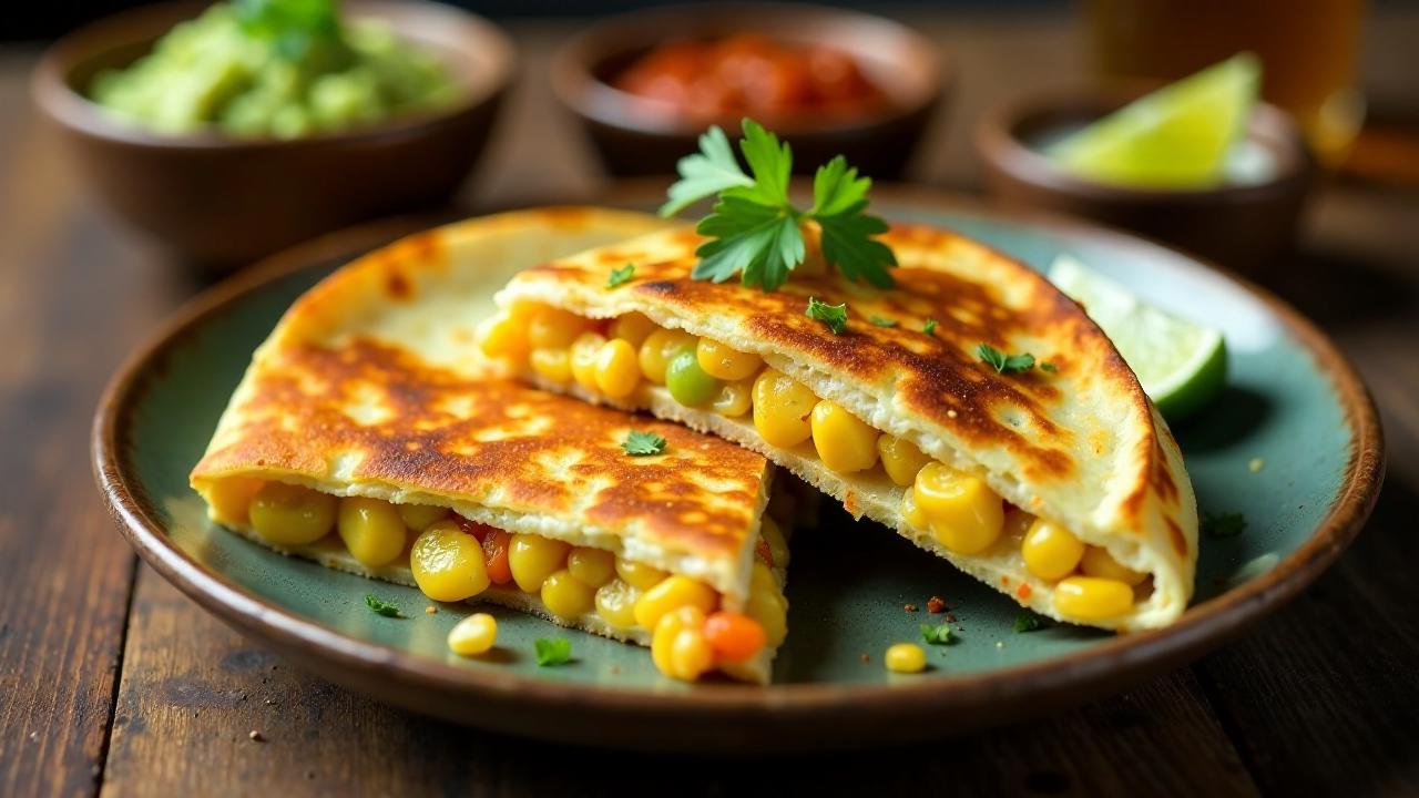 Gegrilltes Mais und Kaktus-Quesadilla