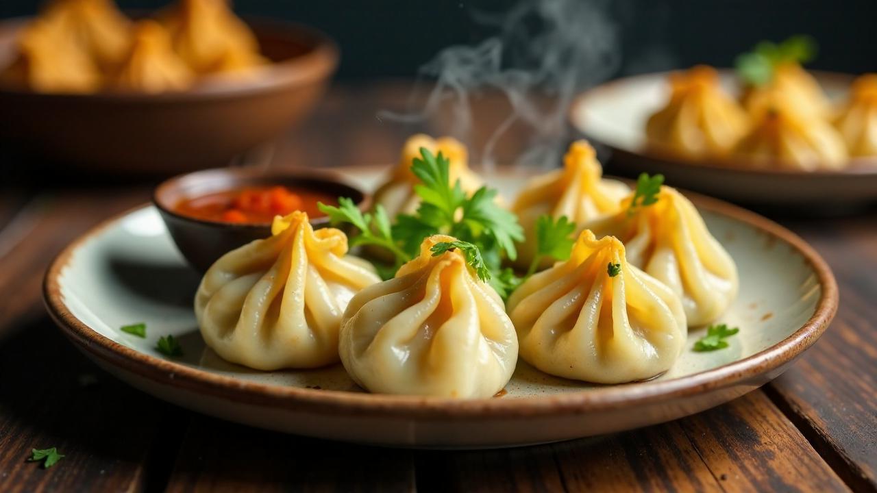 Gemüse-Momos mit Kürbiskernen