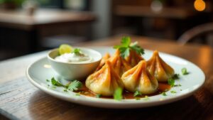 Gemüselinsen-Momos mit Joghurt