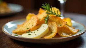 Gereifter Käse mit Taro-Chips