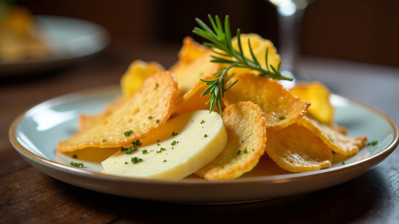 Gereifter Käse mit Taro-Chips