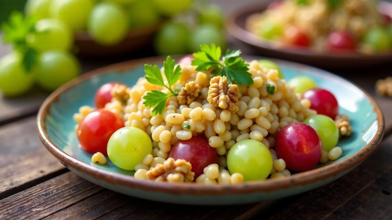 Gerstensalat mit Trauben und Nüssen