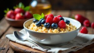 Geröstete Haferflocken mit Beeren