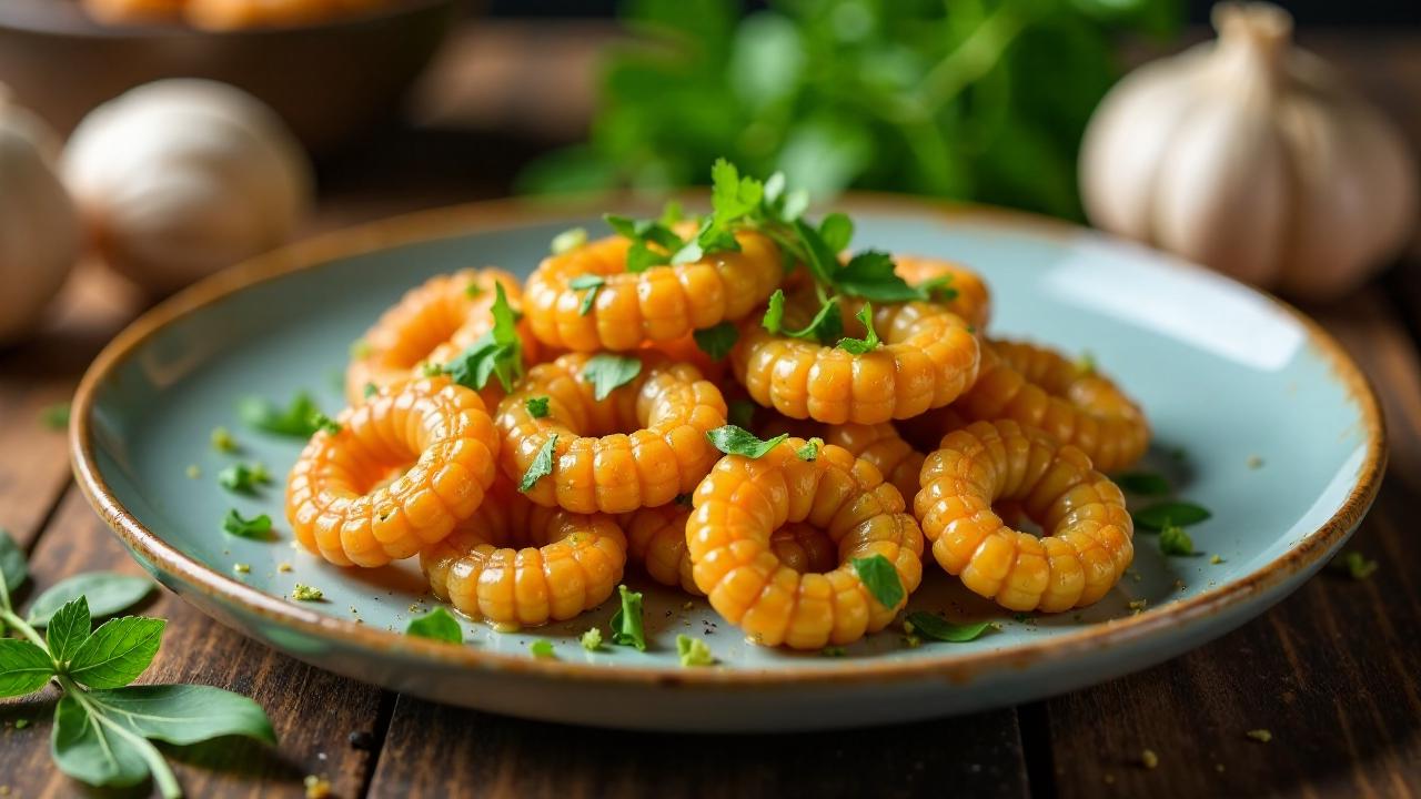 Geröstete Mehlwürmer mit Knoblauch und Kräutern