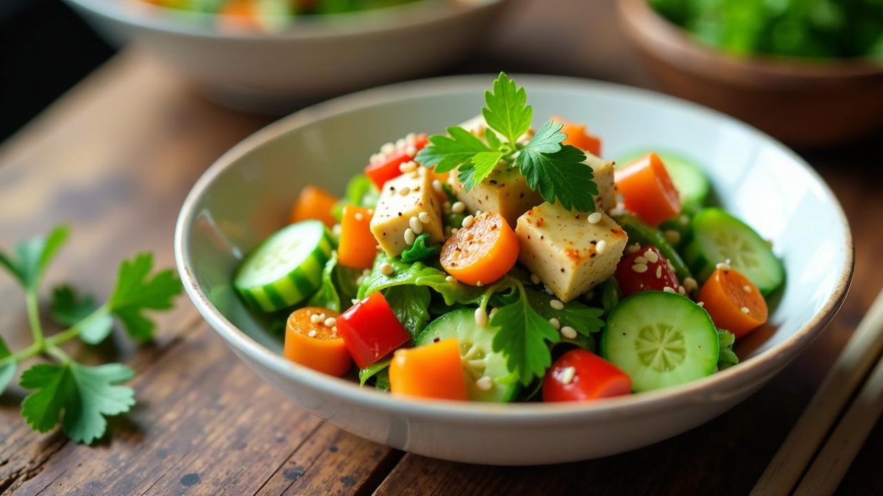 Gewürzter Seetang- und Tofusalat