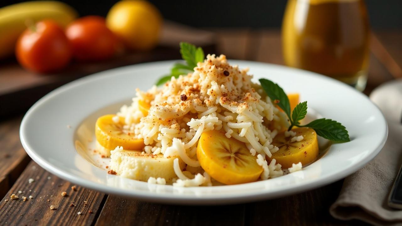 Grated Coconut and Plantains (Geriebener Kokosnuss und Wegerich)