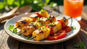 Grilled Pineapple and Chicken Skewers