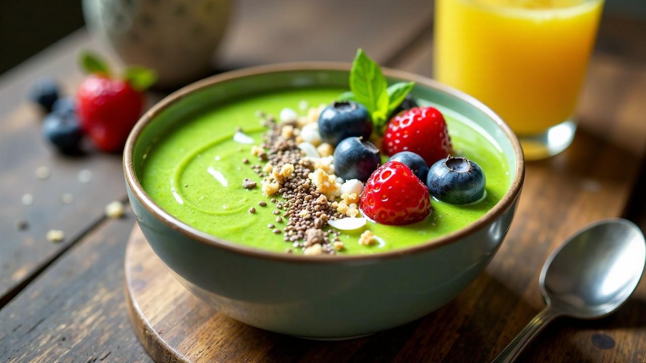 Grüne Smoothie Bowl mit Chia-Samen