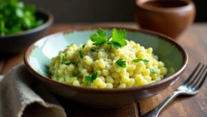 Grünkernrisotto mit bayerischem Käse