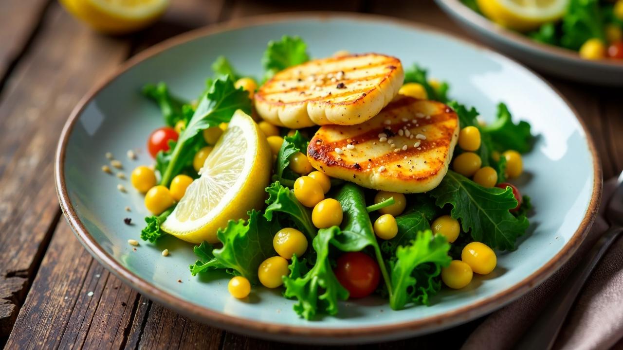 Grünkohl-Maissalat mit Halloumi