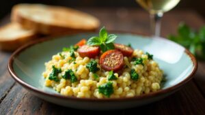 Grünkohl-Risotto mit Pinkel