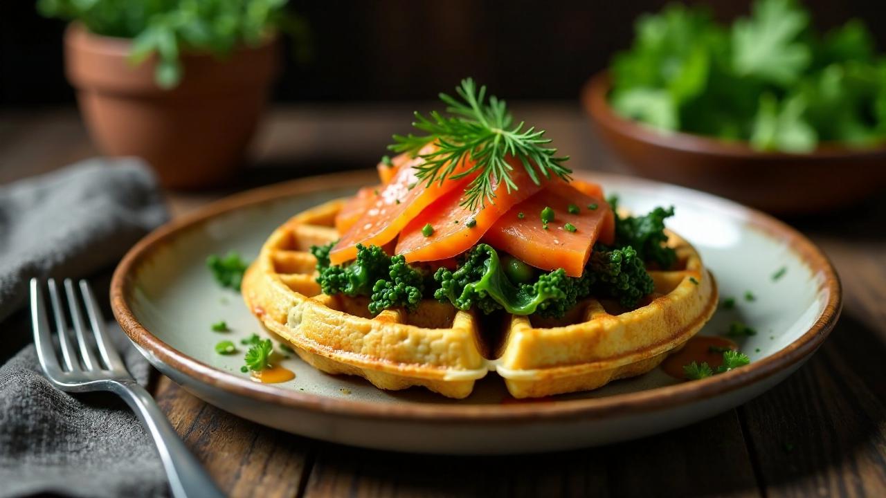 Grünkohl-Waffeln mit Lachs