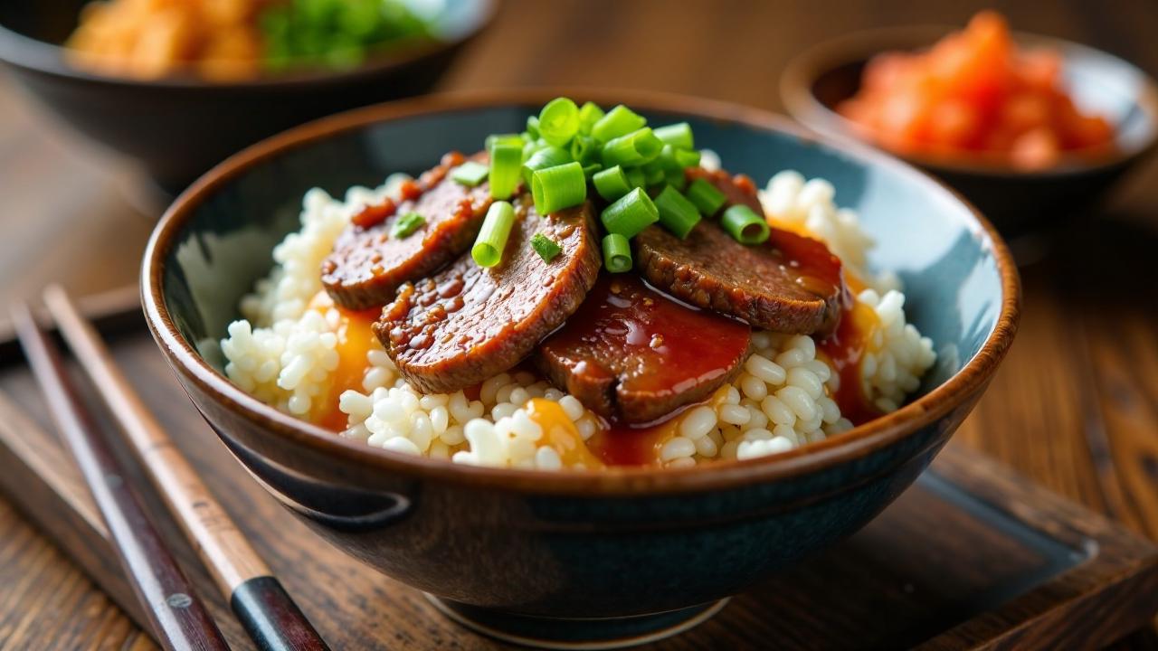 Gyudon: Rindfleisch-Reis-Schüssel