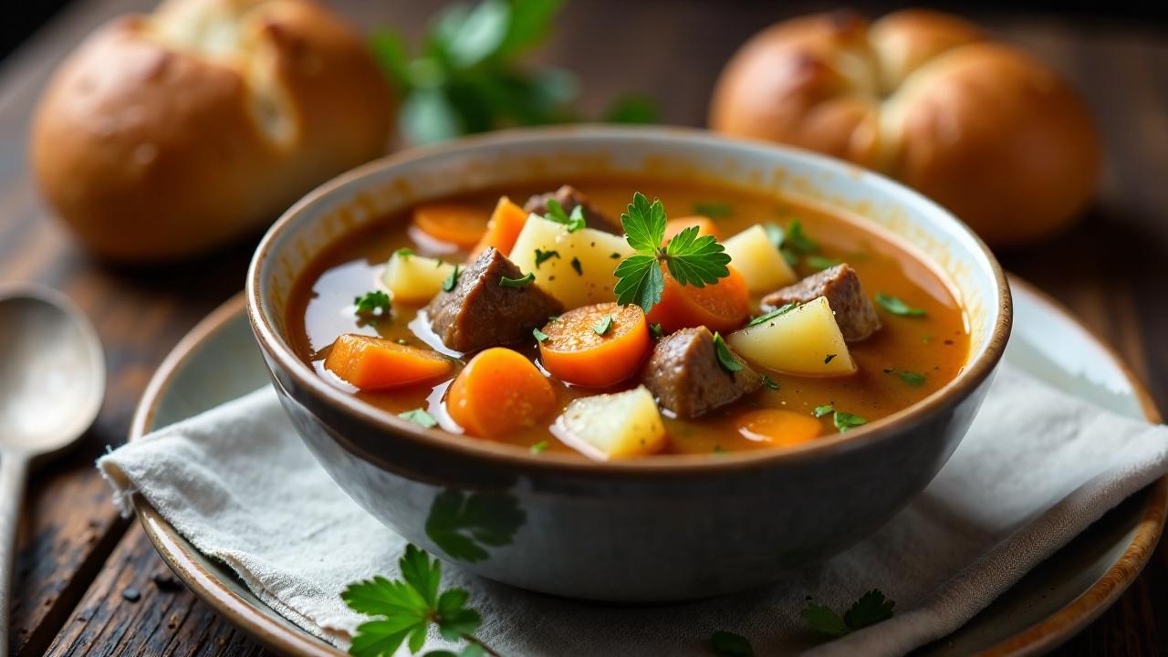 Haferlsuppe mit Rindfleisch