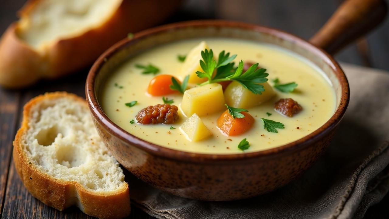 Hamburger Kartoffelsuppe mit Räucheraal