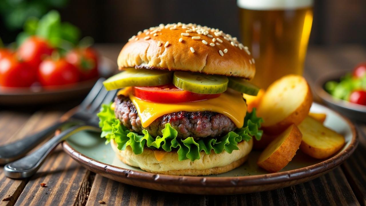 Hamburger mit Badischen Kartoffelschnitzeln