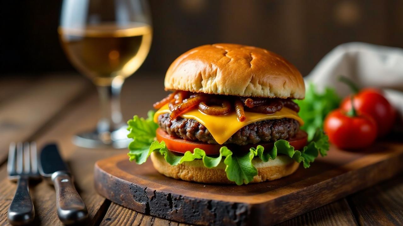 Hamburger mit Hessischem Apfelwein-Zwiebel-Belag