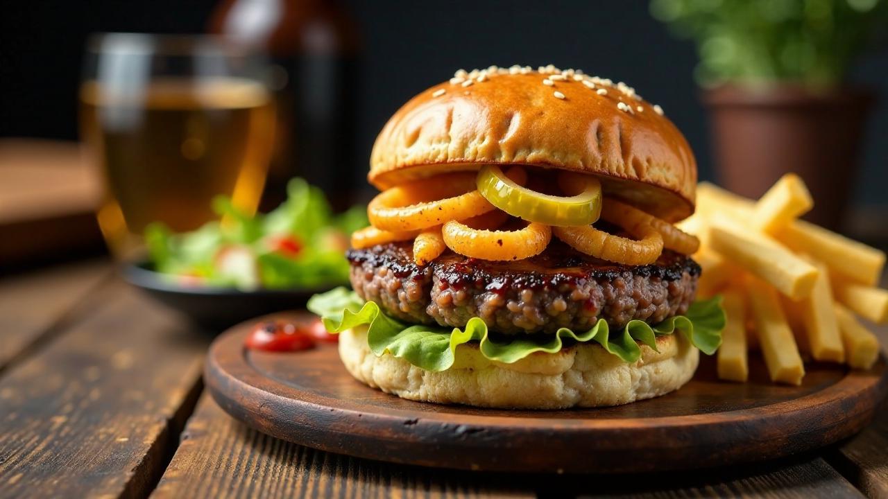 Hamburger mit Rheinischem Sauerbraten-Belag