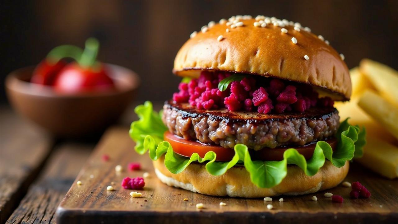 Hamburger mit Rote Beete und Meerrettich