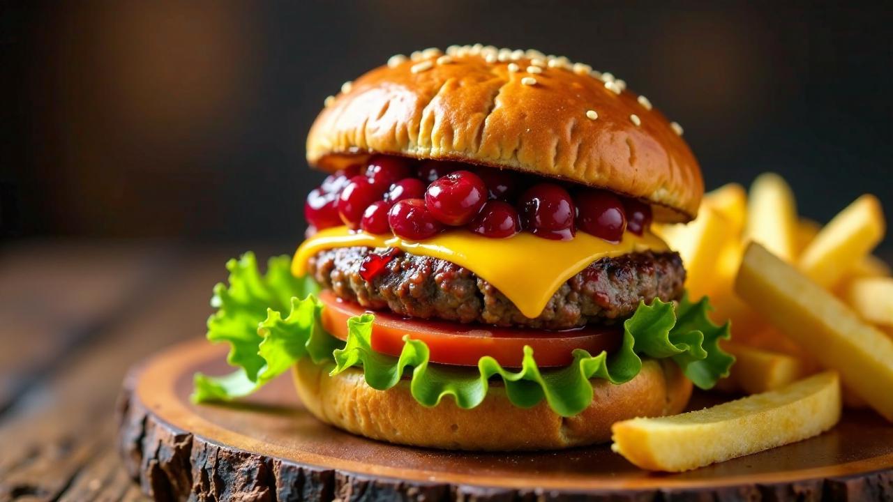 Hamburger mit Rote Grütze-Belag