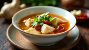 Han-Dynastie Hühnersuppe mit Datteln und Wolfsbeeren