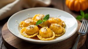 Hausgemachte Agnolotti mit Kürbisfüllung