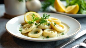 Hechttortellini in Dill-Sahnesauce