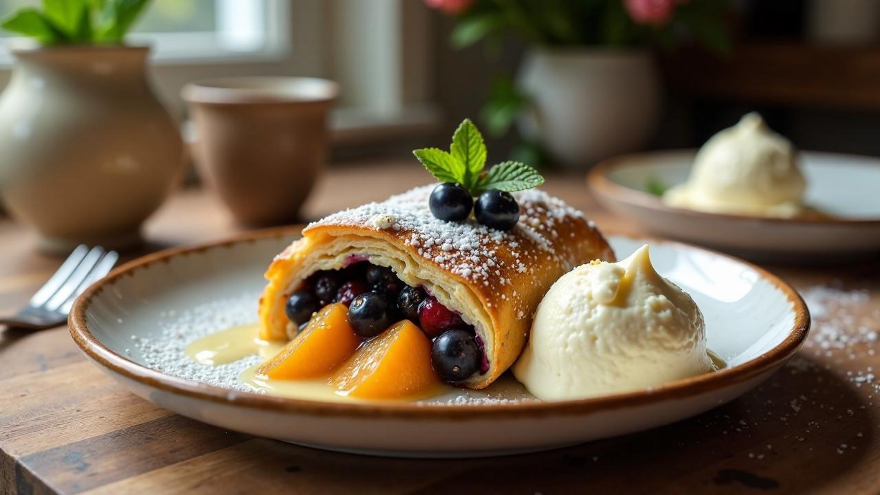 Heidelbeer-Aprikosen-Strudel