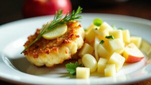 Heilbuttpuffer mit Apfel-Fenchel-Salat