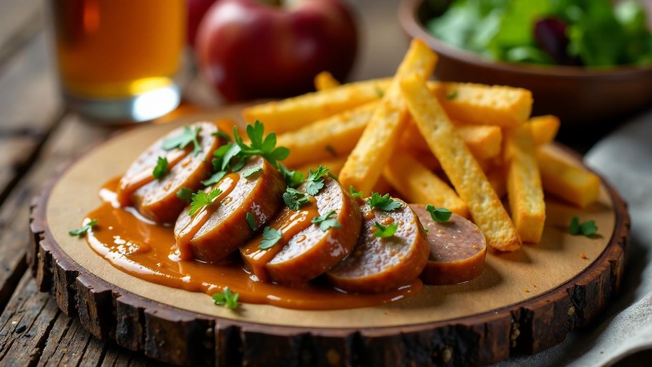 Herbstliche Currywurst aus Wild mit Kastanienpommes