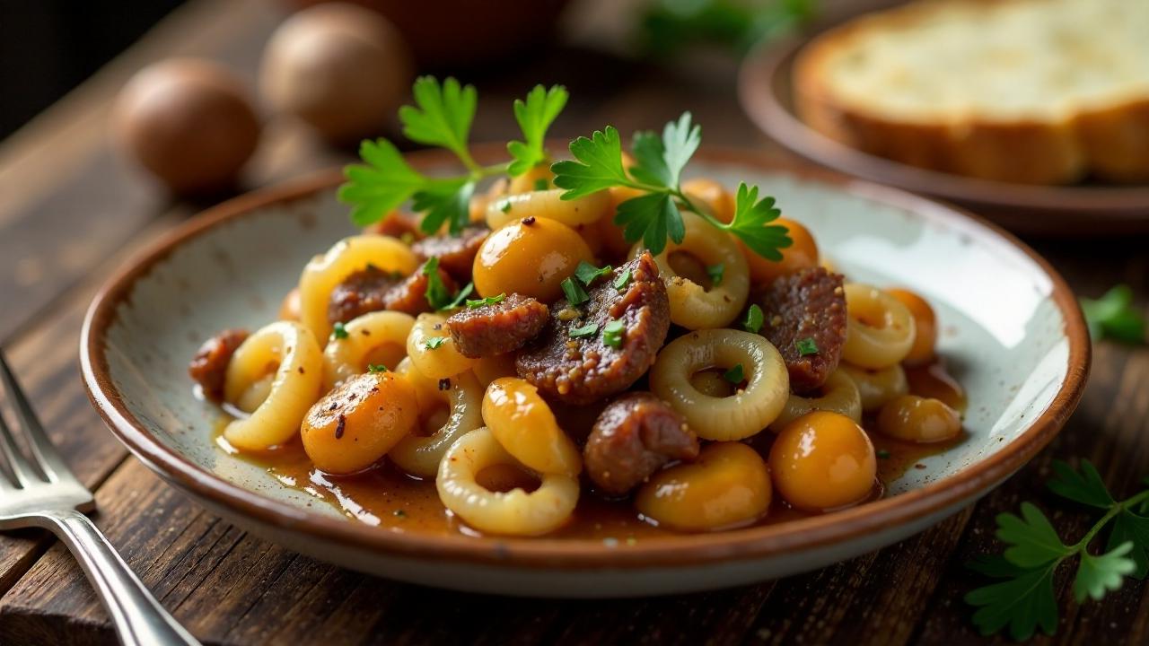 Herbstliche Leberkäs-Pfanne mit Kastanien