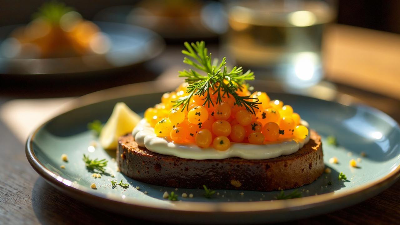 Heringskaviar auf Schwarzbrot