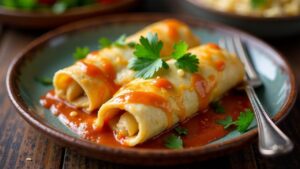 **Hähnchen-Enchiladas mit cremiger Sauce**