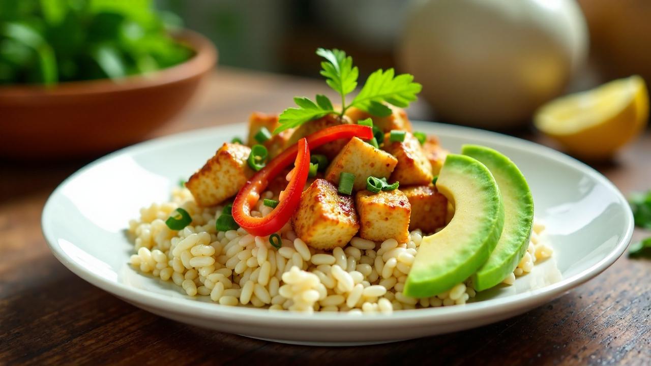 Hähnchen-Reis-Bowl mit Avocado