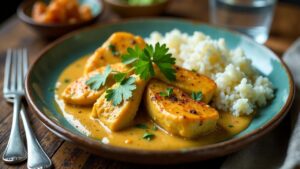 Hähnchen mit Taro-Kokos-Sauce