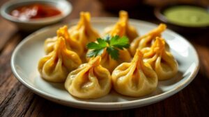 Hühner-Momos mit Kräutermarinade